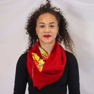 The Fashion Booth wool Ladies neck scarf in ruby rose red New Zealand made